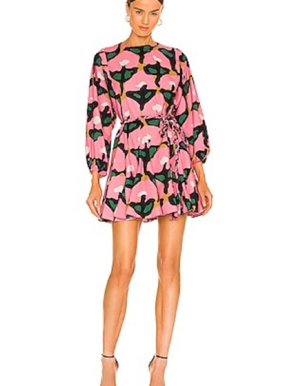 Rhode Pink Floral Print Long Sleeve Dress - Picture 3 of 7